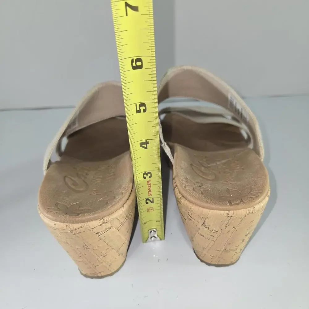 0391‎ Cali From Skechers Luxe Foam Sandals Beverlee Beige Wedge Slide Size 11